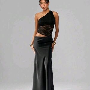 emerald green satin bridesmaid dresses Six Stories Womens Bow One-Shoulder Maxi Dress 6 Color:yellow and black autopostr_pinterest_57193 versatile gown will make Missoni dress